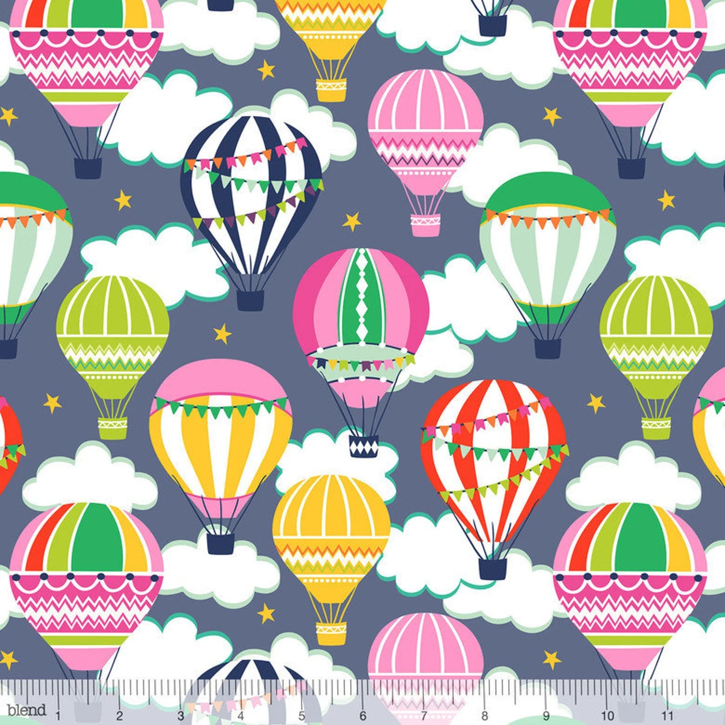 Chasing Rainbows Fabric - Hot Air Balloon - Sky High - Maude Asbury - Wanderlust - Cotton Fabric