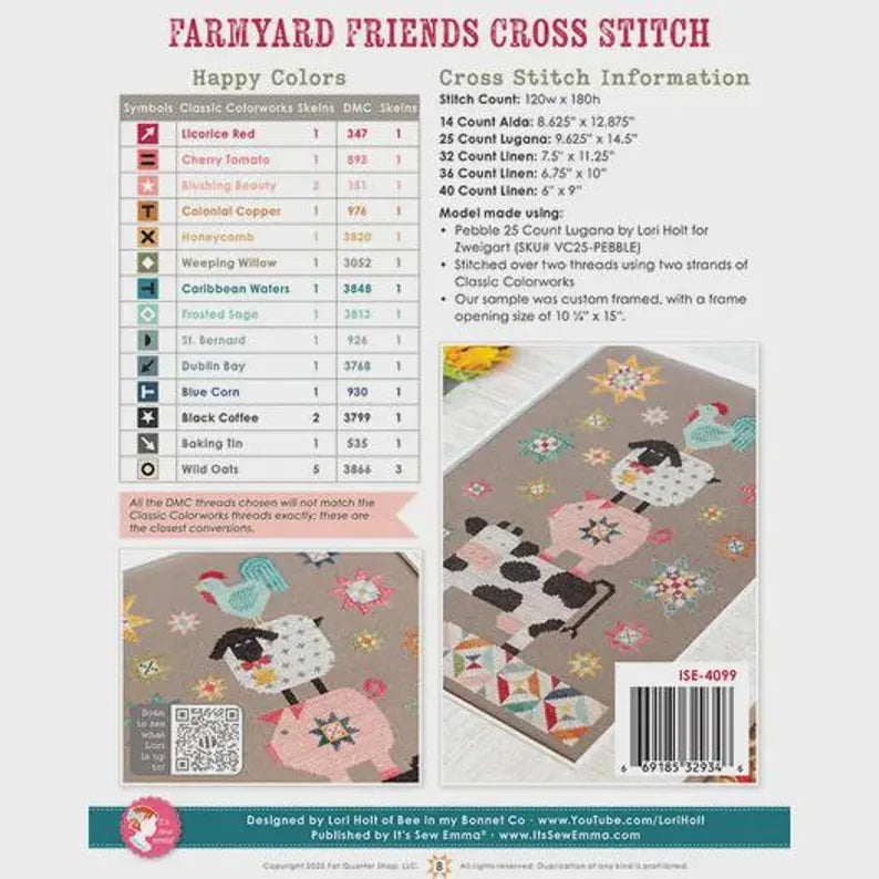 It's Sew Emma Cross Stitch Pattern - Farmyard Friends by Lori Holt - Cross Stitch Pattern - ISE-4099